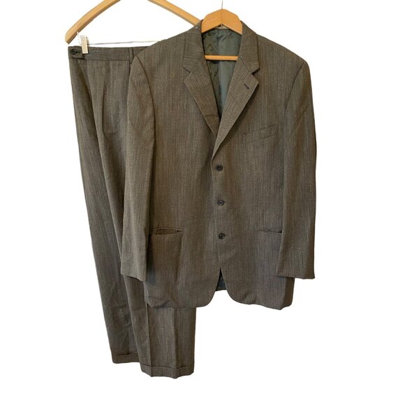 Men's Joseph Abboud Grey 2 Piece Suit Set 100% Wool Coat 42/Pants 36